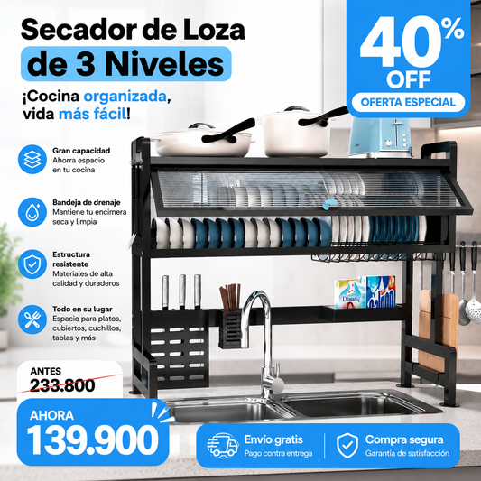KitchenMax - Escurridor Premium Multifuncional + Regalo (40% DE DESCUENTO)